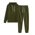 thumbnail image 2 of SDNall Two Piece Hoodies Sets for Women Casual Solid Hooded Drawstring Loose Long Sleeve Sweatshirt Tops and Long Pants Set Suits Hoodie (Army Green, Sizes S-XXL), 2 of 9