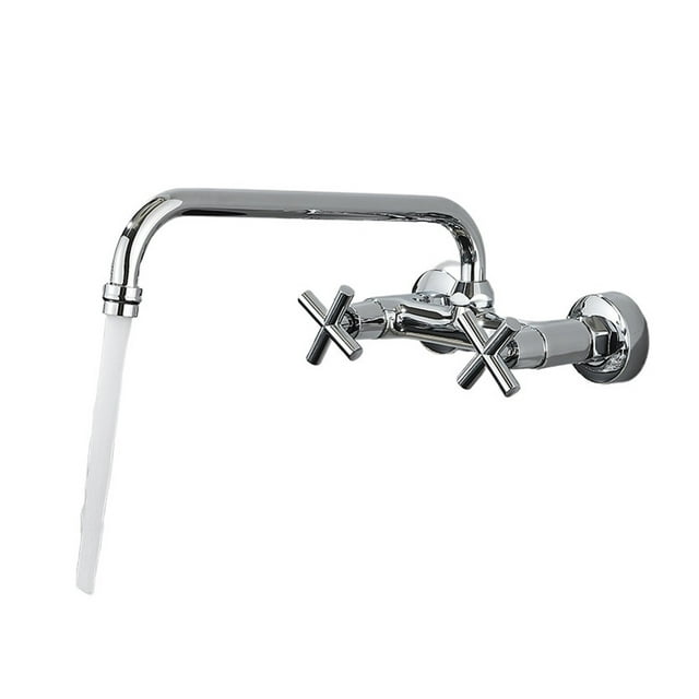 Chrome Kitchen Sink Faucet, Long Spout Rotation Daul Handle Cold Hot Water Mixer Washing Tub Crane ,Versatile Features