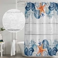 thumbnail image 5 of 54x78 Inch Shower Curtain Decorative Summer Coastal Bathtub Bath Curtains Waterproof Bathroom Decor, Sea Ocean Starfish Shells Coral Conch Wood Gray Small Stall Shower Curtain Set with 12 Hooks, 5 of 7