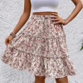 thumbnail image 5 of WTOBBY Women's Fashionable Floral Print Casual Skirt with Elastic Waist and Adjustable Strap, Versatile Half Skirt Design for Everyday Wear, Boho Chic Summer Outfits,Red L, 5 of 5