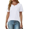 thumbnail image 3 of Fantaslook Women Blouses Dressy Casual Summer Short Sleeve Shirts Crew Neck Pleated Tunic Tops, 3 of 9
