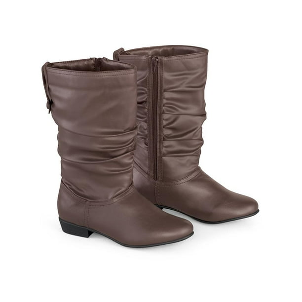slouch mid calf heeled boot