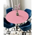 thumbnail image 5 of nqOlkjepod Pink Round Tablecloth, Fitted Table Cover with Elastic for 45"-54" Round Tables, Pure Pink Table Cloth Outdoor Indoor Dinning Party Waterproof Tablecloths, 5 of 6