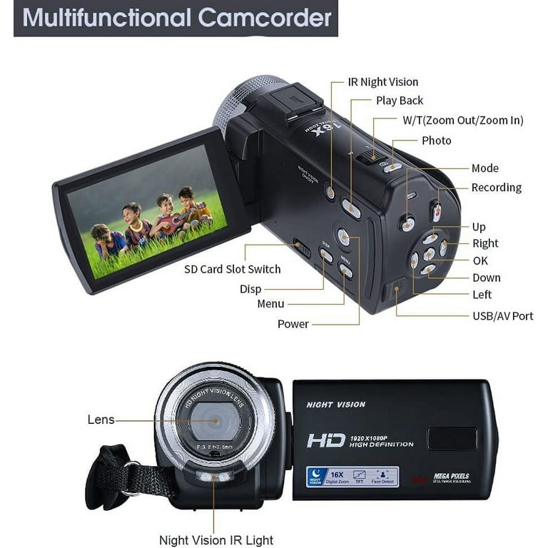 ORDRO HDV-V12 HD 1080P 30fps 30MP Video Camera IR Night Vision Video Recorder Camera Mini Camera Portable Dv Camcorder I2200603268
