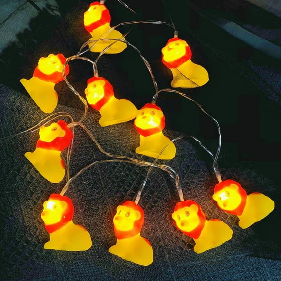 Cute Lion LED String Lights,1.65M 10LEDs Battery Operated Lion Night Light for Jungle Party Wedding Home Decoration