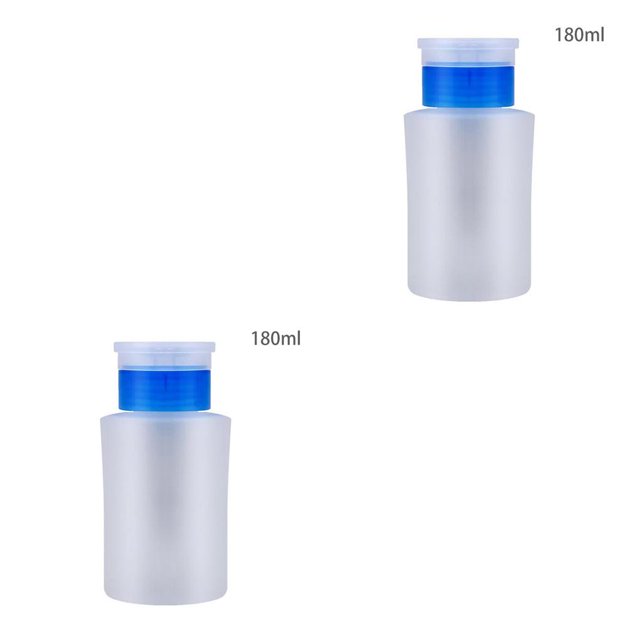 ZheElen Pump Dispenser Bottle Compact Refillable Empty 180ml Nail Remover Liquid Holder Manicure Accessory Package Containers Blue 2Set