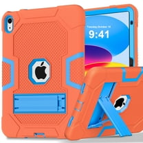 Feishell Case for iPad 10th Generation 10.9" 2022,Built-in with Kickstand,Three Layers Hybrid Heavy Duty Shockproof Rugged Impact Resistant Drop Protection Case Cover,Orange Blue