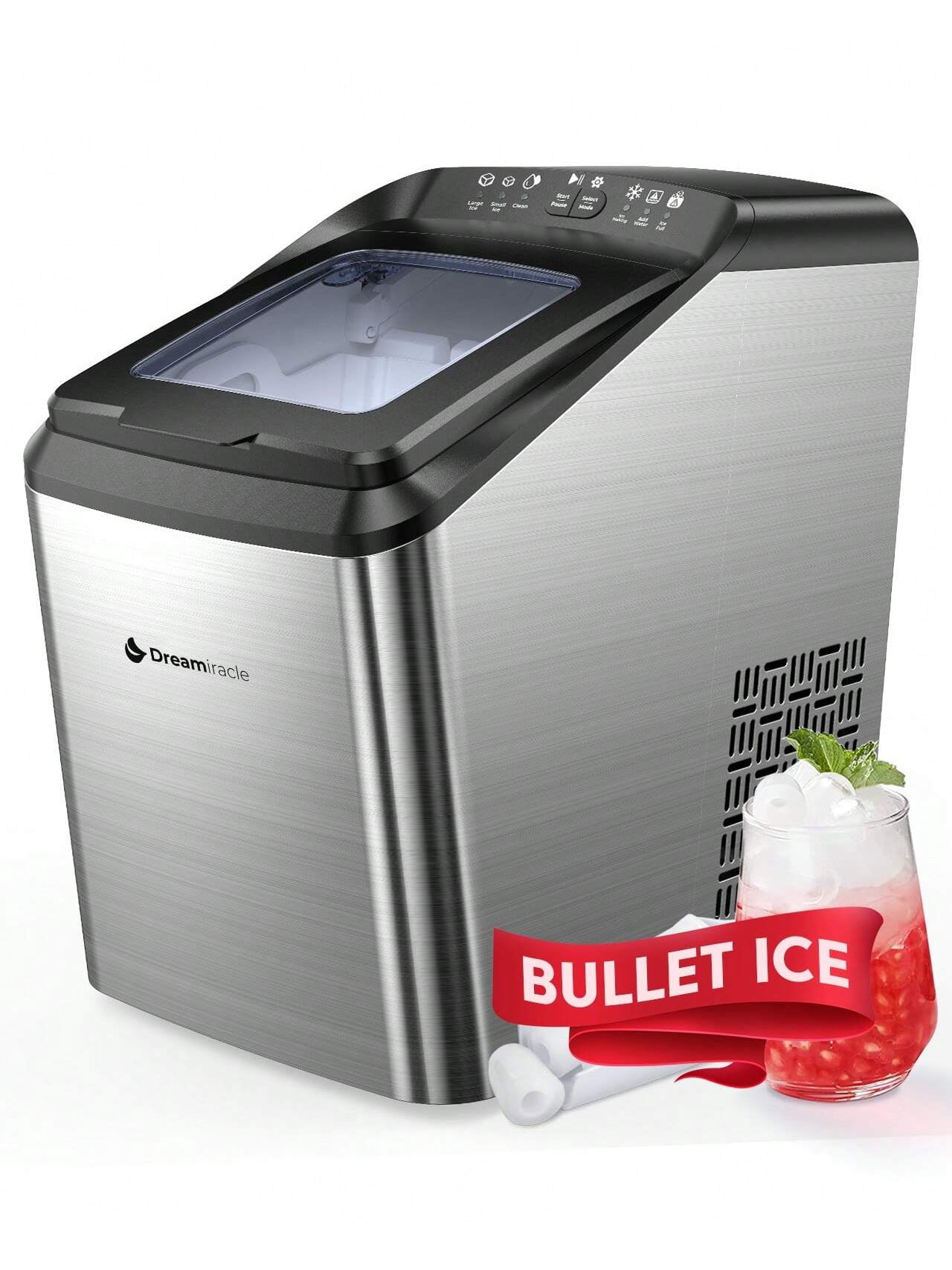 Dreamiracle 33lbs/24h Self Cleaning Ice Maker Machine Add-Water And Ice ...