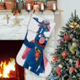thumbnail image 1 of Grover Tema: Calcetines de Navidad, fino lino blanco para colgar en escaleras y chimenea, decoración navideña para el hogar, regalo de Navidad. 45cm × 32cm, 1 of 5