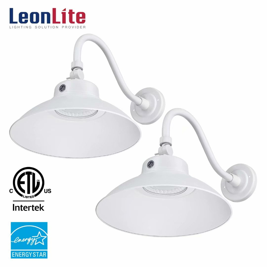 Leonlite 2 Pack 42w Security Lights Led Barn Light With Gooseneck Wall Sconses Photocell Outdoor 5000k Daylight