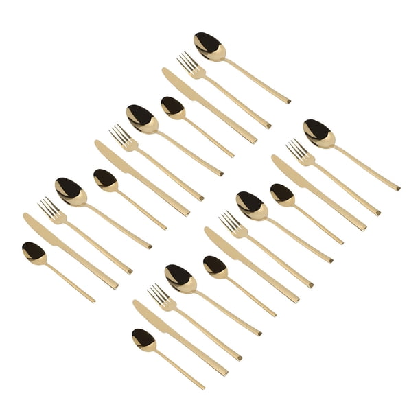 Juego De Cubiertos De Acero Inoxidable De 24 Piezas, Juego De Cubiertos Con 6 Tenedores, 6 Cucharas, 6 Cortadores, 6 Cucharas De Postre, Apto Para Lavavajillas Para El Hogar,