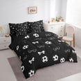 thumbnail image 2 of Erosebridal Black White Bow Football Bedding Comforter Set for Girls, Princess Bow King Bedding Sets, Black Reversible, 7 Pieces, 2 of 6