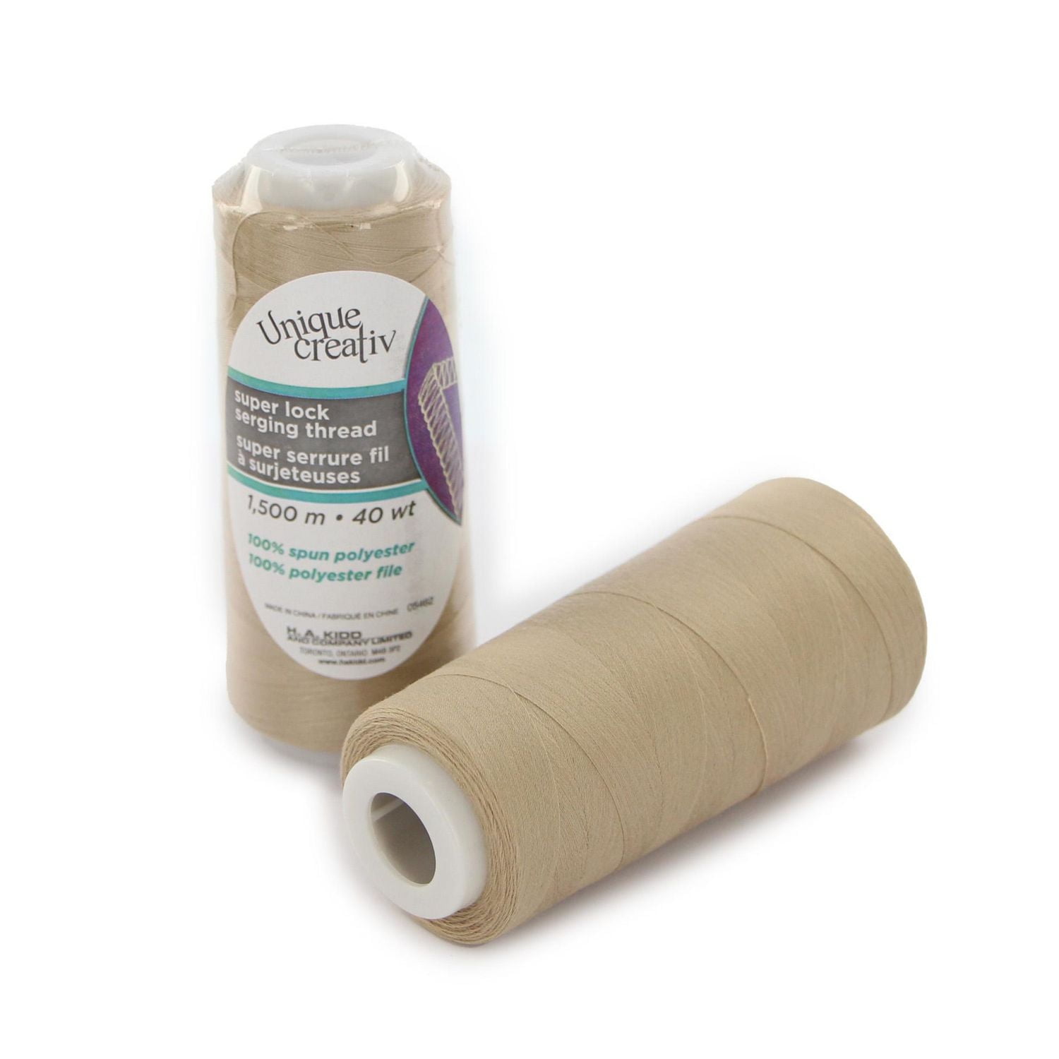 UNIQUE CREATIV TRULOCK Serging Thread — 100% Polyester, 40 wt, 1500 m Cone for Overlock Machines