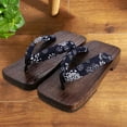 thumbnail image 4 of Traditional Japanese Style Wooden Clogs Sandals Flops Blue Square 45, 4 of 7