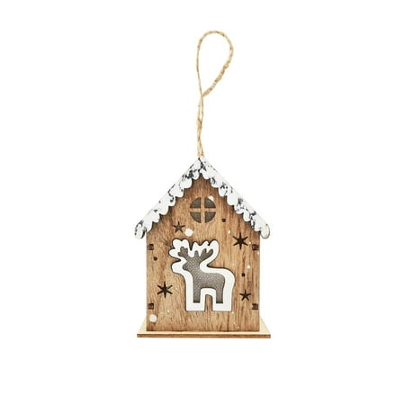 

Winter Savings Clearance! SuoKom Christmas Wooden Crafts Wooden Glowing Small House Log Cabin Pendant Christmas Tree Window Decoration