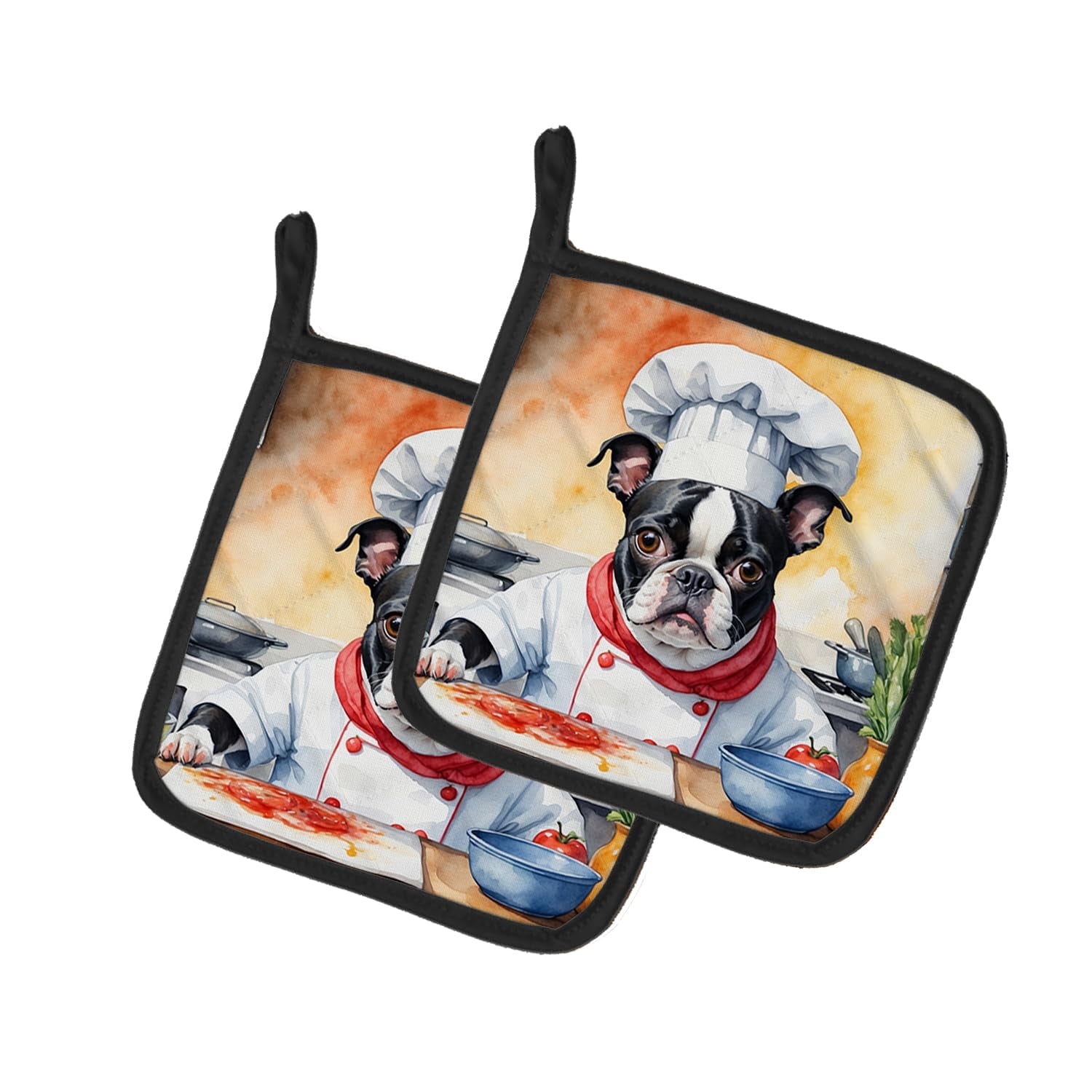 Chinese Crested The Chef Pair of Pot Holders