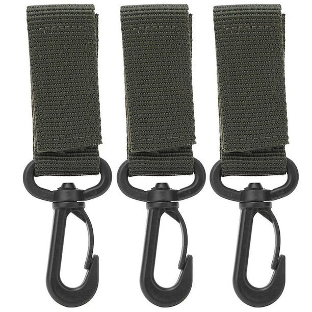 3 Pack 360 Degree Rotating Belt Hooks and Key Rings for Outdoor Supplies, Army Green