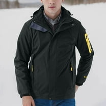 Fnnxeal Mens Rain Jackets Waterproof with Hood Windbreaker Lightweight Shirts Coat with Pocket Long Sleeves Shirts Outdoor Fall Winter Casual Black Jackets for Men Size L