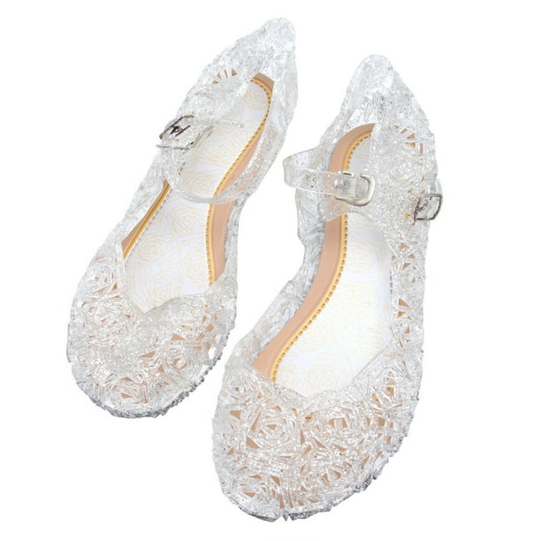 1 par de sandalias de bebé niña Sandalias de gelatina de tacón alto Zapatos de verano - Talla 28 (blanco)