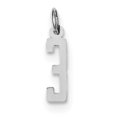 thumbnail image 1 of Sterling Silver Rhodium-plated Small Elongated Polished Number 3 Charm QES03 (20mm x 4mm), 1 of 2