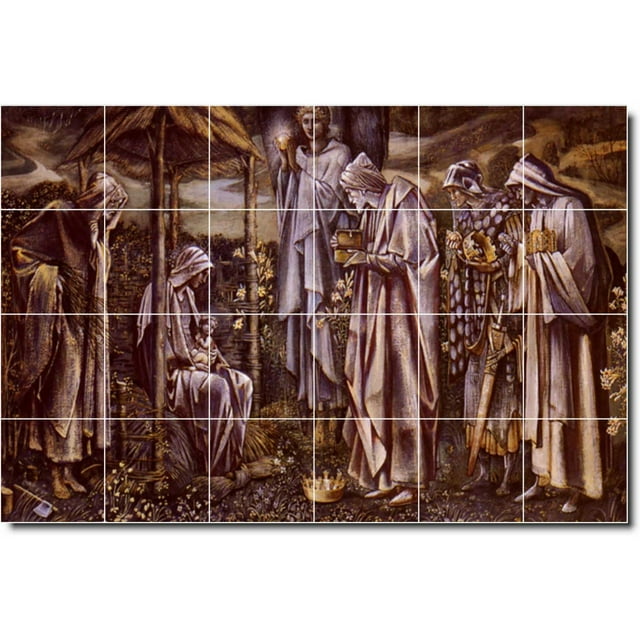 Ceramic Tile Mural-Edward Burne-Jones Religious Wall Tile Mural 22. 48" w x 32" h using (24) 8 x 8 ceramic tiles