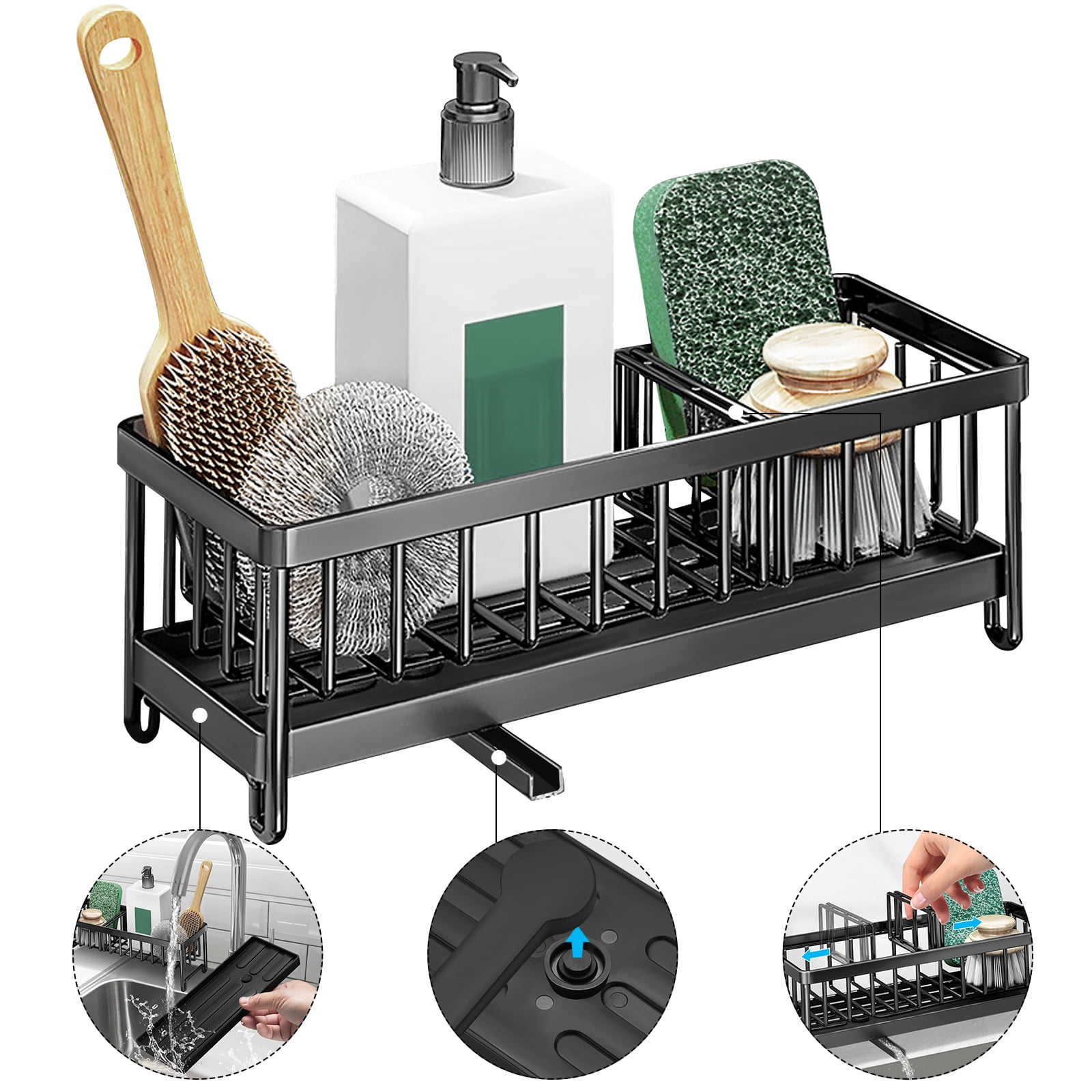 DIOSMIO Kitchen Storage 304 Stainless Steel Sponge Door Kitchen Storage