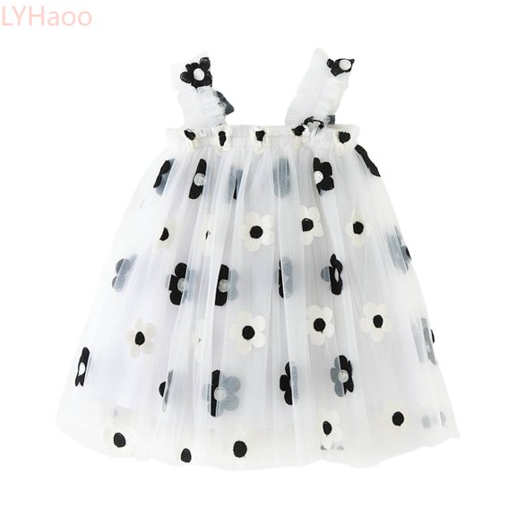 LYHaoo Toddler Girls Sleeveless Holiday Party Festival Floral Dress Dance Party Dresses Clothes,Vintage Girls Dress Sizes 2-3 Years Black