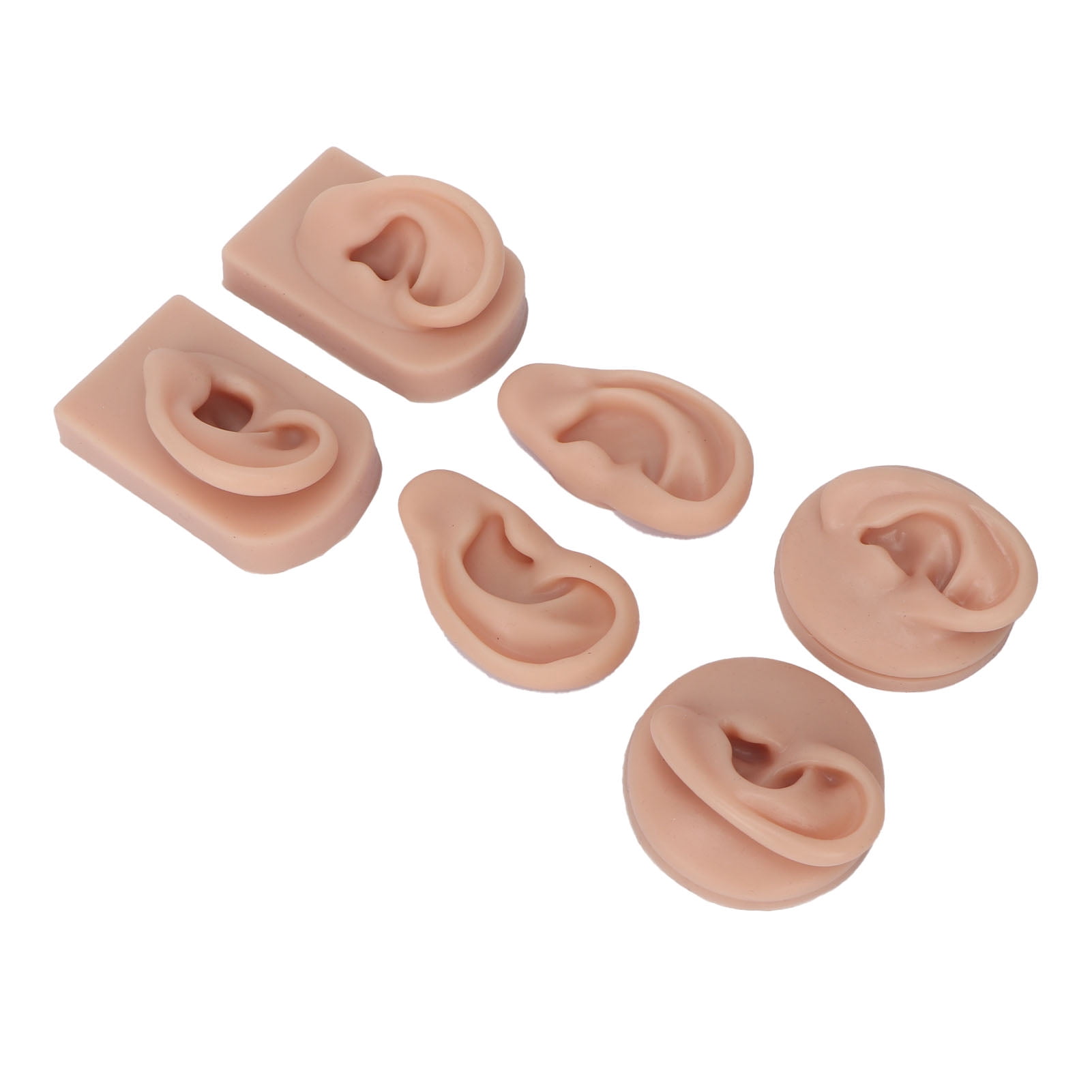 Maniquí De Oreja De Silicona Flexible - Par Izquierdo Y Derecho, Realista, 6x4.2 Cm, Para Práctica De Perforación Y Exhibición De Joyería