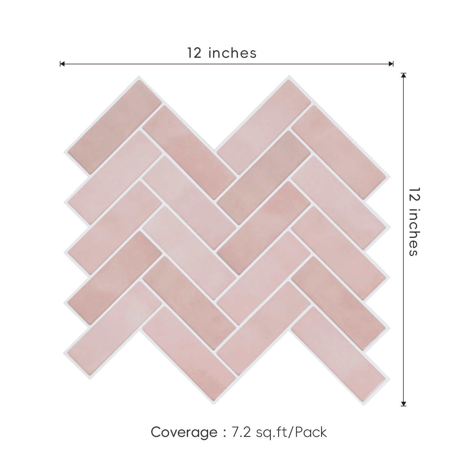 HOMEART Herringbone Peel and Stick Backsplash, 10-Sheet Self Adhesive 3D Stick on Wall Tiles for Kitchen Bathroom (Pink)