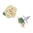 thumbnail image 2 of 1928 Jewelry Classic Ivory Color Porcelain Rose Post Stud Earrings, 2 of 4