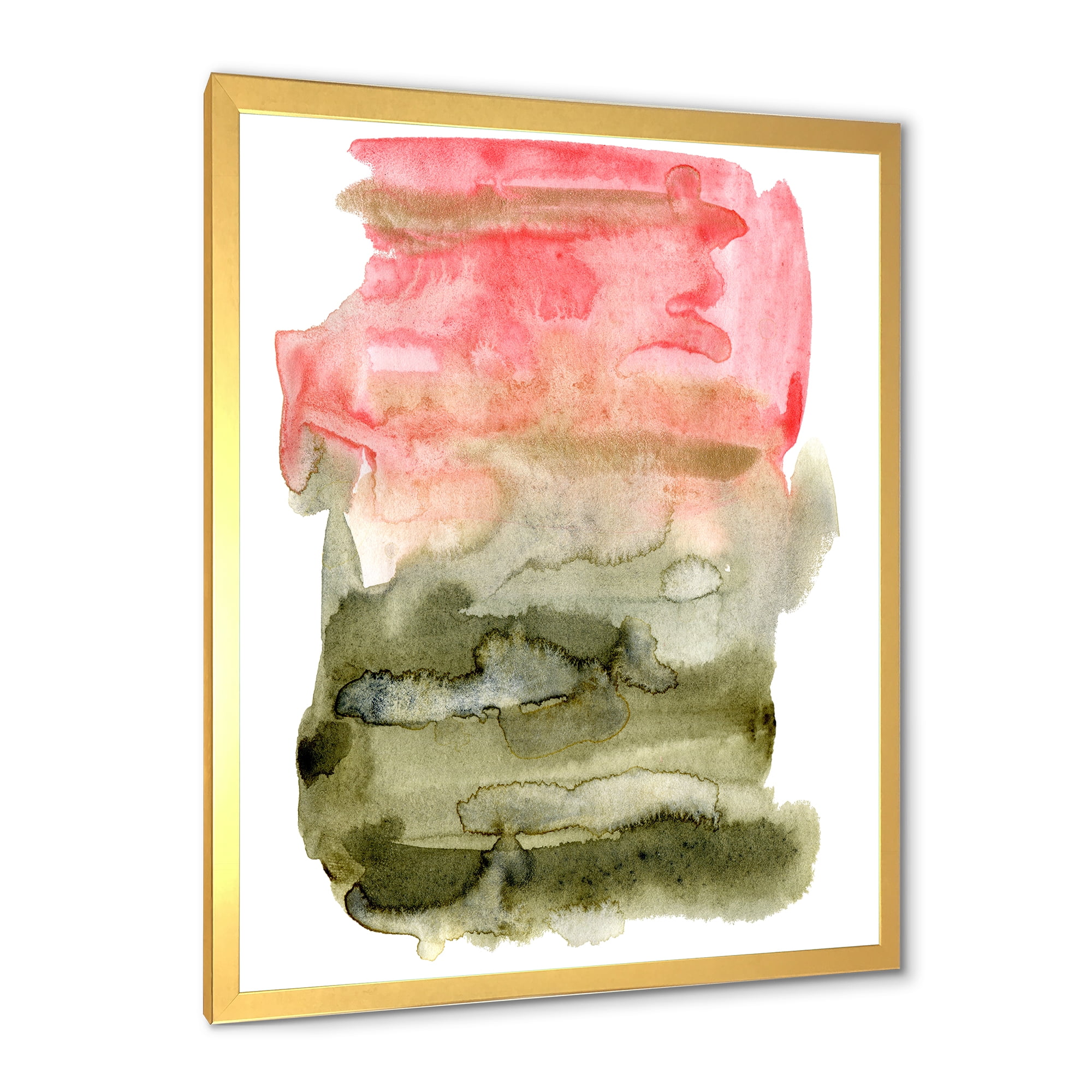 Designart 'Red Pink and Green Abstract Clouds' Modern Framed Art Print