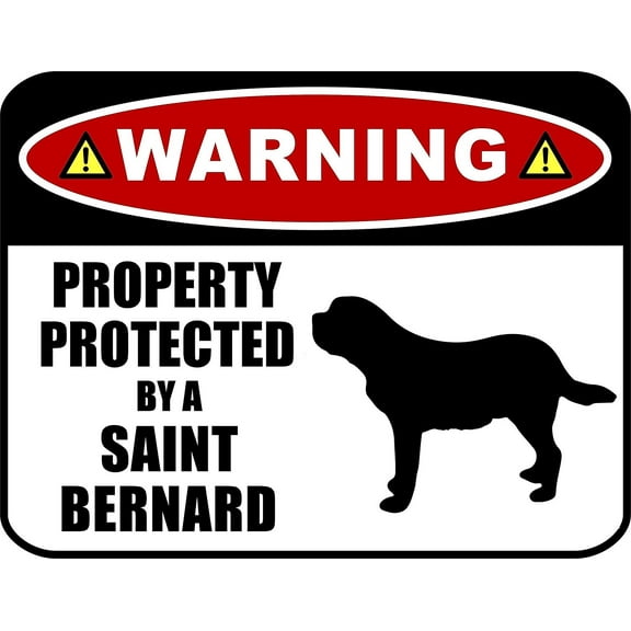 PCSCP Warning Property Protected by a Saint Bernard (SILHOUETTE) 11.5 inch x 9 inch Laminated Dog Sign
