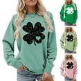 thumbnail image 5 of ZPAQI Women's Funny Long Sleeve Sweatshirt Shamrock Crewneck Pullover Hoodies Tops For St. Patrick's Day, 5 of 18