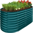 thumbnail image 2 of Best Choice Products 4x2x2ft Outdoor Raised Metal Oval Garden Bed, Planter Box for Vegetables, Flowers - Peacock Blue, 2 of 8