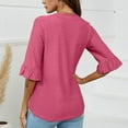 thumbnail image 5 of Itsame Womens Tops, Split Flare Sleeves V-Neck Casual Loose Comfy Blouses Pink 2XL, 5 of 5