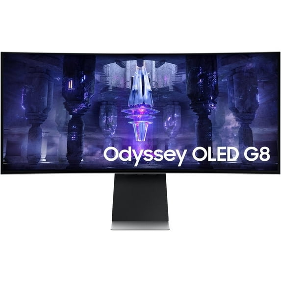 Restored Samsung Odyssey OLED G8 34" UW-QHD (3440x1440) 175Hz 1ms Curved OLED FreeSync Monitor, Silver (Refurbished)