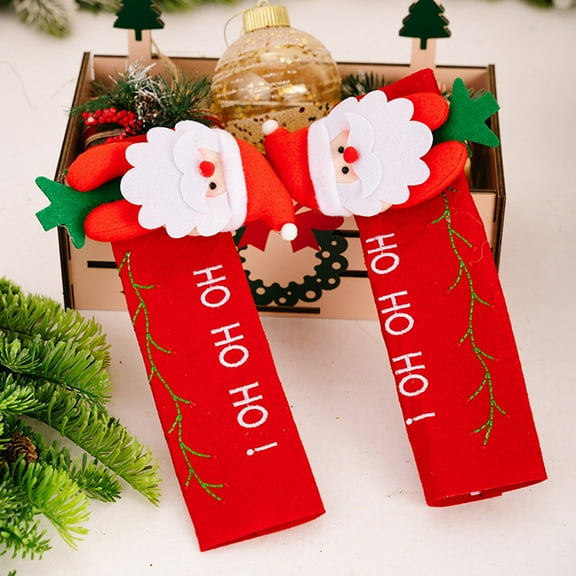 2Pcs/Set, Christmas Refrigerator Handle Covers, 3D Cute Snowman Handle Covers Door Protector Kitchen Appliance Handle Covers for Kitchen Christmas Decorations