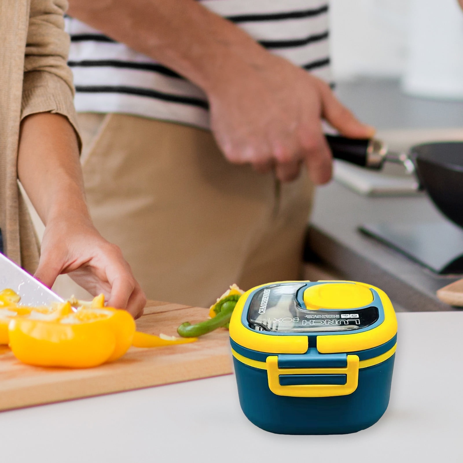 Lunch Box with Utensils & Sauce Cup, Insulated Bento Box for Adults, Leak Proof Single Compartment Food Container for Work, Sch-ool, Office & Picnic, Blue