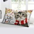 thumbnail image 5 of Fall Throw Pillow Cover 16 x 24 Inch Decorative Pillow Cover Thanksgiving Autumn Cat Leaves Retro Maple Leaf Gray Plaid Lumbar Pillowcase Seasonal Rectangle Cushion Case for Couch Sofa Bedroom, 5 of 7