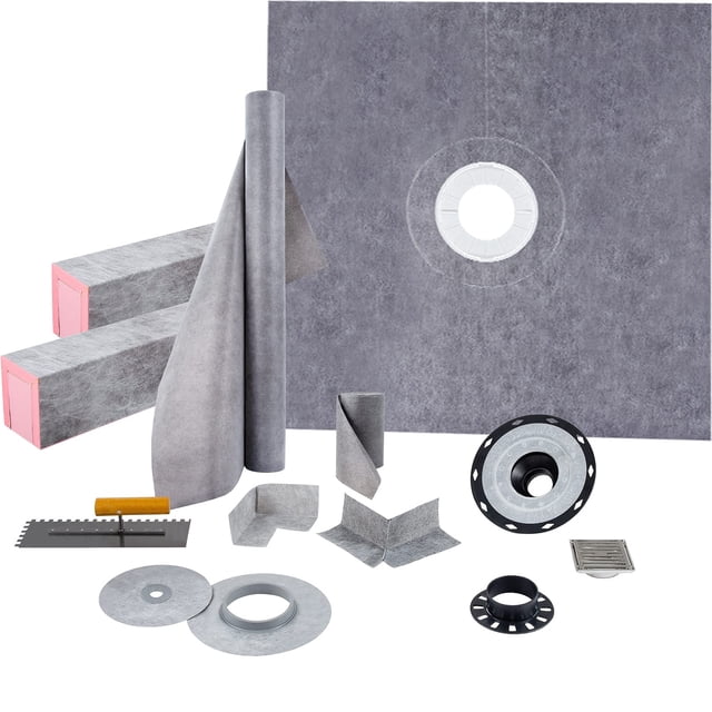 Kit de bordillos de ducha VEVOR 48 x 48, hermético, con brida y rejilla