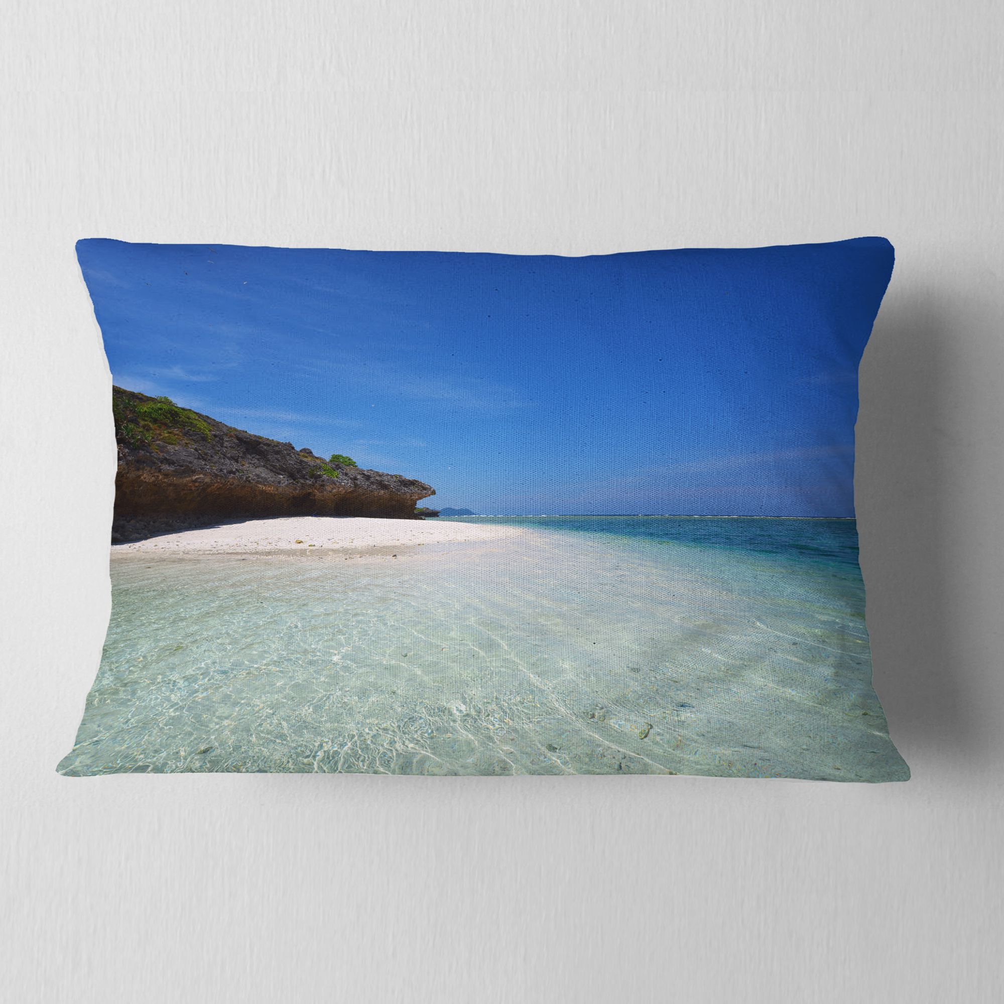 Designart 12" x 20" Blue Polyester Throw Pillow