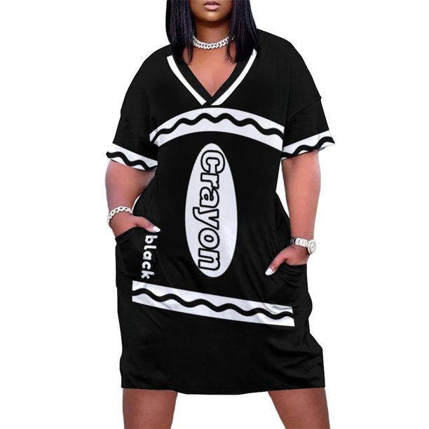 Caja de crayón negro disfraz de crayón de Halloween grupo de parejas vestido suelto esencial con bolsillos ropa de mujer vestidos de fiesta para mujer