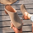 thumbnail image 2 of THDHVS Slippers for Women,Womens Sandals,Women Solid Color Mule Heels with Elevator and Block Heel for Casual Outings Khaki, 2 of 10