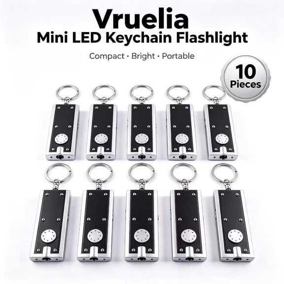 Vruelia 10 Pack Mini LED Keychain Flashlight 12 Lumen Portable Ultra Bright Light Flat Torch for Outdoor Camping Hiking A
