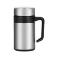thumbnail image 2 of Basdi Tea Infuser Mug, 400Ml Tea Infuser Mug - Insulated Travel Cup with Filter and Lid | Dishwasher Safe, Leak-Proof, Ideal for Cold Brew and Hot Tea On-The-Go, Travel Tea Bottle, Silver, 2 of 9