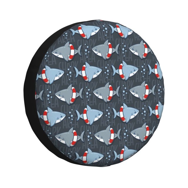 Bingfone Mignon Requin pour Housse de Pneu de Rechange Protecteurs de Roues Universels Résistants aux Intempéries pour Véhicule Récréatif Remorque de Voyage SUV Camion-17 Pouces