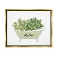 thumbnail image 3 of Stupell Industries Claw Foot Bathtub Succulent Plants Relax Typography Graphic Art Metallic Gold Floating Framed Canvas Print Wall Art, Design by Cindy Jacobs, 3 of 5