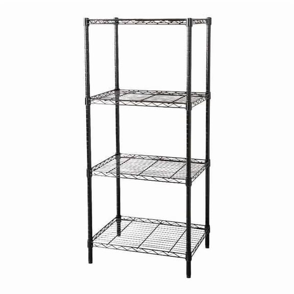 Wire Shelving Unit, 18"D x 36"W x 74"H, 4 Shelves, Black