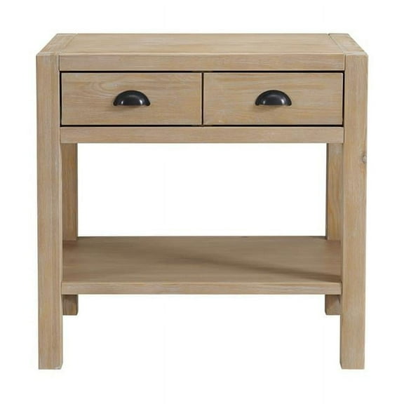 Alaterre Furniture 2-Drawer Pine Wood Nightstand, Light Driftwood Finish Perfect for Modern Rustic Bedroom