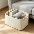 thumbnail image 3 of Woven Cotton Linen Storage Basket, Large Decorative Storage Bin, Multi-Purpose Fabric Basket for Laundry, Toys and Books, Handmade Organizer for Home and Nursery, 3 of 7